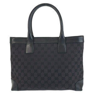 Gucci canvas shoulder leather bag black GG tote